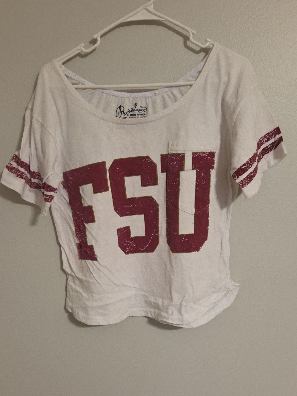 Pressbox White Short Sleeve Tee with Garnet FSU Graphic